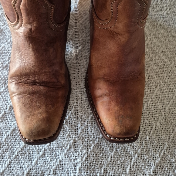 Classic Brown Caramel Leather Kids Cowboy Boots - Picture 4 of 12